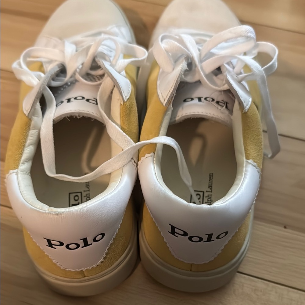 Polo by Ralph Lauren Yellow and White Court Sneakers Size 7